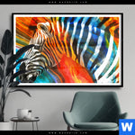 Poster Modernes Buntes Zebra Querformat Produktvorschau mit dem Bild Modernes Buntes Zebra im Format Querformat.