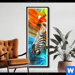 Poster Modernes Buntes Zebra Schmal Produktvorschau mit dem Bild Modernes Buntes Zebra im Format Schmal.
