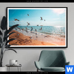 Poster Moewen Am Strand Querformat Produktvorschau mit dem Bild Möwen am Strand im Format Querformat.