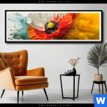 Poster Mohnblume Im Farbnebel Panorama Produktvorschau mit dem Bild Mohnblume im Farbnebel im Format Panorama.