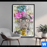 Poster Mops Blumen Hochformat Produktvorschau mit dem Bild Mops & Blumen im Format Hochformat.