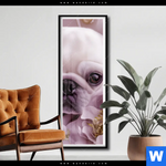 Poster Mops Im Bluetenmeer Schmal Produktvorschau mit dem Bild Mops im Blütenmeer im Format Schmal.