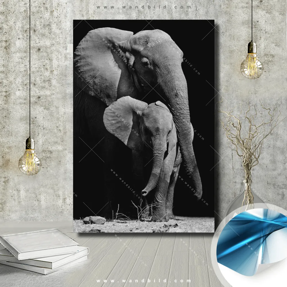 Poster von wandbild.com - Mutter & Baby Elefant - Hochformat