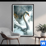 Poster Mystischer Schwan Im Nebel Hochformat Produktvorschau mit dem Bild Mystischer Schwan im Nebel im Format Hochformat.