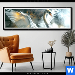 Poster Mystischer Schwan Im Nebel Panorama Produktvorschau mit dem Bild Mystischer Schwan im Nebel im Format Panorama.