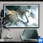 Poster Mystischer Schwan Im Nebel Querformat Produktvorschau mit dem Bild Mystischer Schwan im Nebel im Format Querformat.
