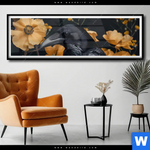 Poster Naturbild Rabe Blueten Panorama Produktvorschau mit dem Bild Naturbild - Rabe & Blüten im Format Panorama.