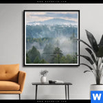 Poster Nebel Im Wald Quadrat Produktvorschau mit dem Bild Nebel im Wald im Format Quadrat.