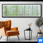 Poster Nebliger Birkenwald Panorama Produktvorschau mit dem Bild Nebliger Birkenwald im Format Panorama.