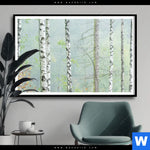 Poster Nebliger Birkenwald Querformat Produktvorschau mit dem Bild Nebliger Birkenwald im Format Querformat.