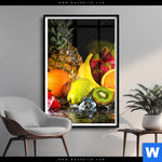 Poster Obst In Spritzendem Wasser Hochformat Produktvorschau mit dem Bild Obst-in spritzendem Wasser im Format Hochformat.