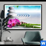 Poster Orchidee Zensteine Querformat Produktvorschau mit dem Bild Orchidee & Zensteine im Format Querformat.