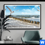 Poster Ostseekueste Moewen Querformat Produktvorschau mit dem Bild Ostseeküste & Möwen im Format Querformat.