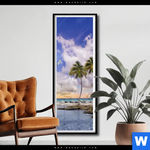 Poster Palmen Auf Insel Schmal Produktvorschau mit dem Bild Palmen auf Insel im Format Schmal.