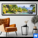 Poster Palmen Berg Auf Insel Panorama Produktvorschau mit dem Bild Palmen & Berg auf Insel im Format Panorama.