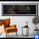 Poster Panther Mit Goldenen Ornamenten Panorama Produktvorschau mit dem Bild Panther mit goldenen Ornamenten im Format Panorama.