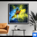 Poster Papagei Farbexplosion Quadrat Produktvorschau mit dem Bild Papagei - Farbexplosion im Format Quadrat.