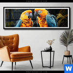 Poster Papageien Auf Einem Ast Panorama Produktvorschau mit dem Bild Papageien auf einem Ast im Format Panorama.