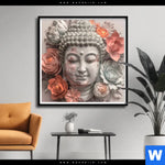 Poster Pastellblueten Und Buddha Quadrat Produktvorschau mit dem Bild Pastellblüten und Buddha im Format Quadrat.
