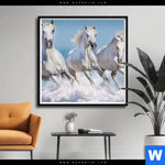 Poster Pferdeherde Am Strand Quadrat Produktvorschau mit dem Bild Pferdeherde am Strand im Format Quadrat.