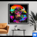 Poster Pop Art Stier Quadrat Produktvorschau mit dem Bild Pop Art Stier im Format Quadrat.