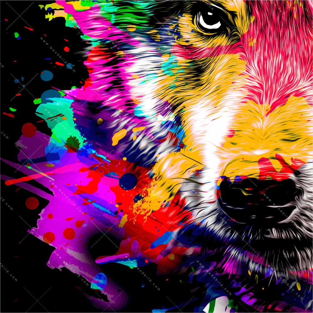 Poster von wandbild.com - Pop Art Wolf - Panorama