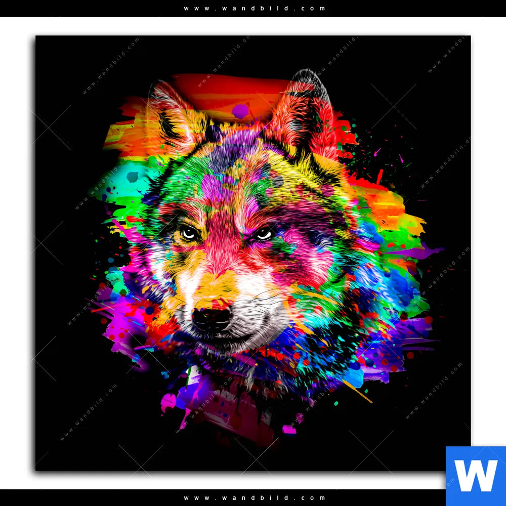 Poster von wandbild.com - Pop Art Wolf - Quadrat