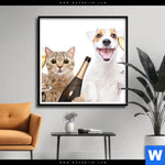 Poster Prost Tierische Party Quadrat Produktvorschau mit dem Bild Prost - tierische Party im Format Quadrat.