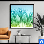Poster Pusteblume Mit Tautropfen Quadrat Produktvorschau mit dem Bild Pusteblume mit Tautropfen im Format Quadrat.
