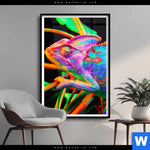Poster Regenbogen Chamaeleon No 2 Hochformat Produktvorschau mit dem Bild Regenbogen Chamäleon No.2 im Format Hochformat.