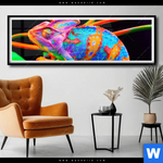 Poster Regenbogen Chamaeleon No 2 Panorama Produktvorschau mit dem Bild Regenbogen Chamäleon No.2 im Format Panorama.