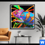 Poster Regenbogen Chamaeleon No 2 Quadrat Produktvorschau mit dem Bild Regenbogen Chamäleon No.2 im Format Quadrat.