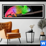 Poster Regenbogen Chamaeleon Panorama Produktvorschau mit dem Bild Regenbogen Chamäleon im Format Panorama.