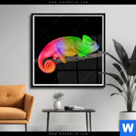 Poster Regenbogen Chamaeleon Quadrat Produktvorschau mit dem Bild Regenbogen Chamäleon im Format Quadrat.
