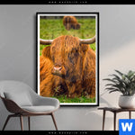 Poster Rind In Den Schottischen Highlands Hochformat Produktvorschau mit dem Bild Rind in den schottischen Highlands im Format Hochformat.