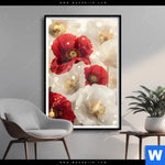 Poster Rote Und Weisse Mohnblumen Hochformat Produktvorschau mit dem Bild Rote und weiße Mohnblumen im Format Hochformat.