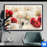 Poster Rote Und Weisse Mohnblumen Querformat Produktvorschau mit dem Bild Rote und weiße Mohnblumen im Format Querformat.