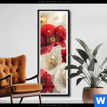 Poster Rote Und Weisse Mohnblumen Schmal Produktvorschau mit dem Bild Rote und weiße Mohnblumen im Format Schmal.