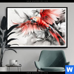 Poster Roter Papagei Im Flug Querformat Produktvorschau mit dem Bild Roter Papagei im Flug im Format Querformat.