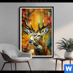 Poster Rothirsch Im Herbstwald Hochformat Produktvorschau mit dem Bild Rothirsch im Herbstwald im Format Hochformat.