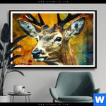 Poster Rothirsch Im Herbstwald Querformat Produktvorschau mit dem Bild Rothirsch im Herbstwald im Format Querformat.