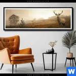 Poster Rothirsch Im Nebel Panorama Produktvorschau mit dem Bild Rothirsch im Nebel im Format Panorama.