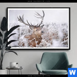 Poster Rothirsch Im Winter Querformat Produktvorschau mit dem Bild Rothirsch im Winter im Format Querformat.