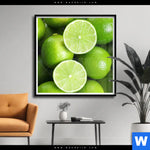 Poster Saftige Limetten Voller Energie Quadrat Produktvorschau mit dem Bild Saftige Limetten voller Energie im Format Quadrat.