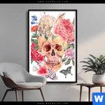 Poster Schaedel Im Boho Stil Hochformat Produktvorschau mit dem Bild Schädel im Boho Stil im Format Hochformat.