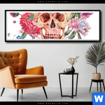Poster Schaedel Im Boho Stil Panorama Produktvorschau mit dem Bild Schädel im Boho Stil im Format Panorama.