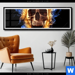 Poster Schaedel In Flammen Panorama Produktvorschau mit dem Bild Schädel in Flammen im Format Panorama.