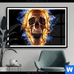 Poster Schaedel In Flammen Querformat Produktvorschau mit dem Bild Schädel in Flammen im Format Querformat.