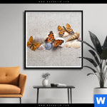Poster Schmetterlinge Muscheln Im Sand Quadrat Produktvorschau mit dem Bild Schmetterlinge & Muscheln im Sand im Format Quadrat.