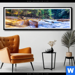 Poster Schoener Wasserfall Im Wald Panorama Produktvorschau mit dem Bild Schöner Wasserfall im Wald im Format Panorama.